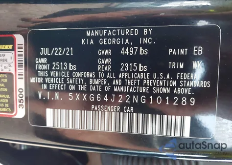 2022 Kia K5 Gt-Line from USA, damaged, VIN 5XXG64J22NG101289